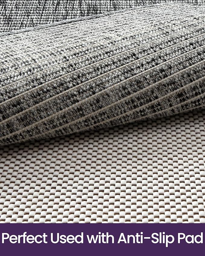 DEXI Hallway Runner Rug 3.3x8, Woven Braided Farmhouse Runner Carpet Indoor, Absorbent Thin Long Entryway Runners for Kitchen, Laundry Room, Patio Entrance, Dark Grey