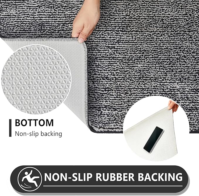 REFETONE Indoor Doormat, Front Door Mat 36"x60" Absorbent Rubber Backing Non Slip Back Door Mats, Washable Low-Profile Inside Floor Mat Door Rugs for Entryway, Resist Dirt Mud Mat for Dogs, Black