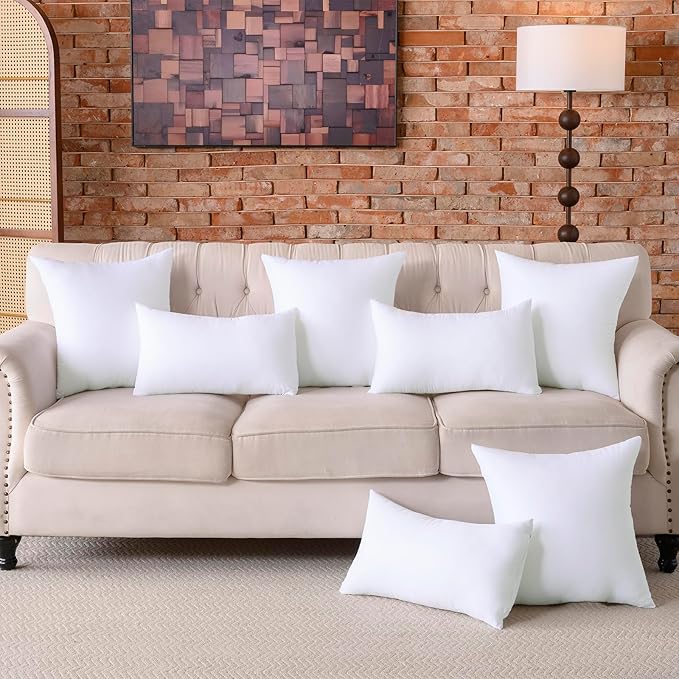22x22 Outdoor Pillow Inserts Set of 2 Waterproof Hypoallergenic Oversized Throw Cushion Fillers – Square Polyester White Decorative Pillows for Couch Bed Sofa Patio Furniture – Soft & Firm Support