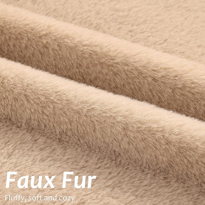 Pallene Faux Fur Plush Throw Pillow Covers 26x26 Set of 2, Soft Fluffy Couch Pillow Covers for Living Room, Khaki