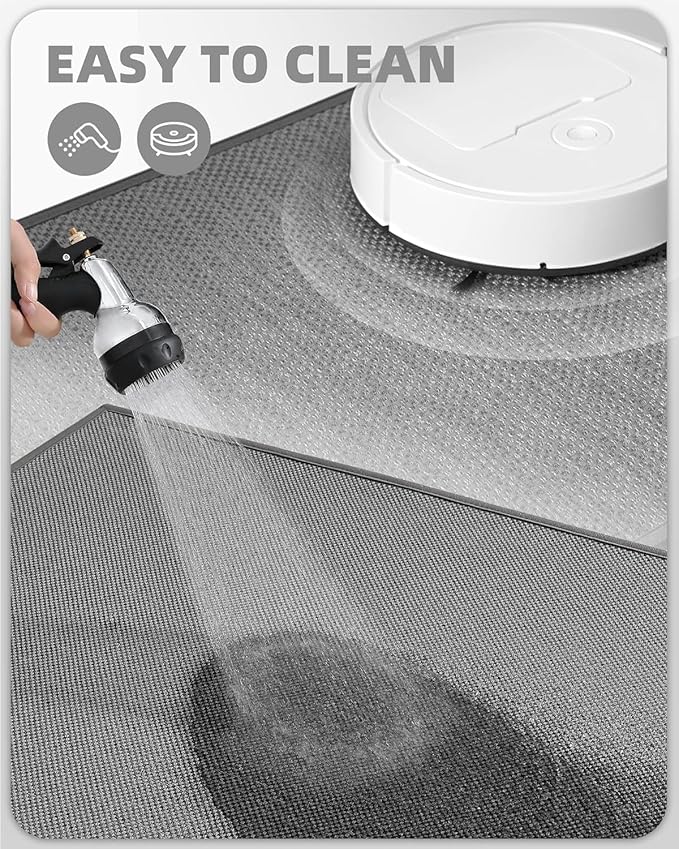Color&Geometry Kitchen Rugs and Mats Non Slip Washable, Absorbent,Woven Kitchen Runner Rug Easy to Clean Kitchen Floor Mats for in Front of Sink, Laundry Room, Hallway, 24''x83'', Light Grey