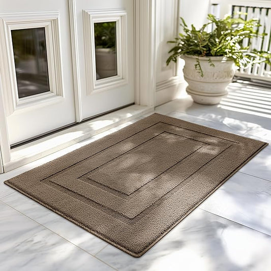 GRANNY SAYS Front Door Mat Outside Entrance, Welcome Matt Indoor Non-Slip, Door Mats for Outdoor, Entryway Front Porch Matt Low Profile Resist Dirt Easy to Clean, 36" x 24", Light Brown