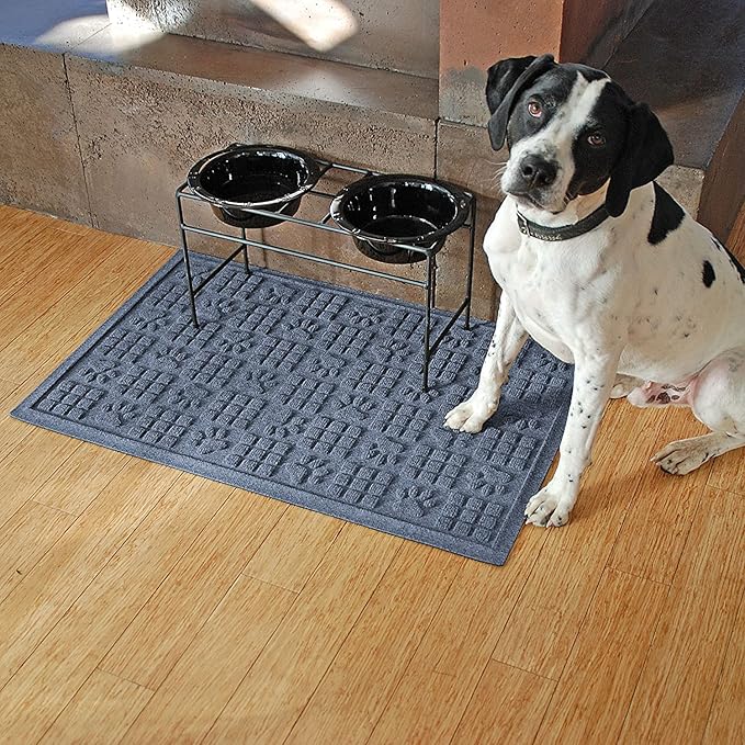 WaterHog Durable Indoor Outdoor Mat – Slip-Resistant Water Trapping Door Mat for Entryway, Porch, Garage, Mudrooms, Patios, Decorative Floor Covering, Made in USA, Dog Paw Design, Bluestone, 2' x 3'