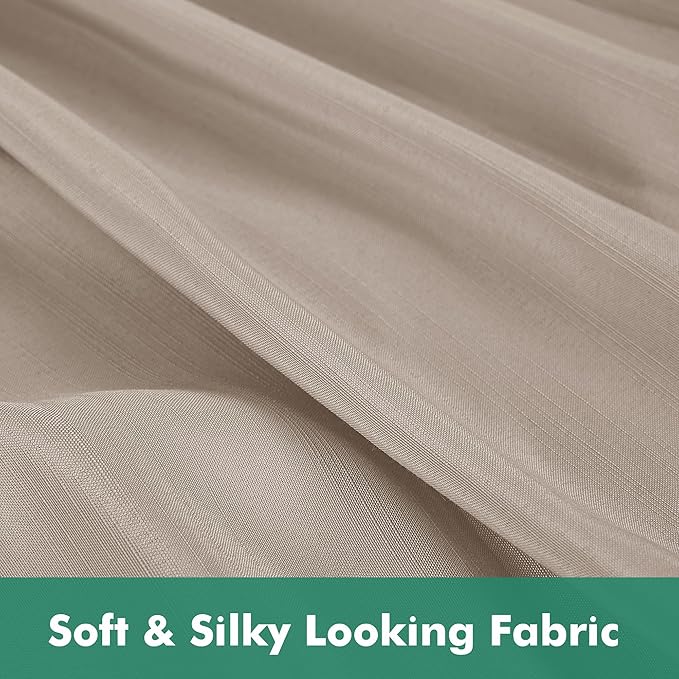 Biscaynebay Wrap Around Bed Skirts with Split Corners for King Beds 17" Drop, Light Camel Elastic Dust Ruffles Easy Fit Wrinkle & Fade Resistant Silky Luxurious Fabric Solid Machine Washable