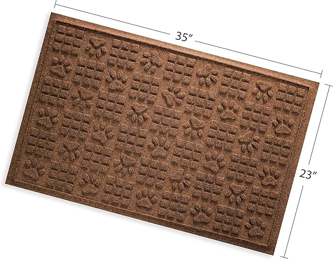 WaterHog Durable Indoor Outdoor Mat – Slip-Resistant Water Trapping Door Mat for Entryway, Porch, Garage, Mudrooms, Patios, Decorative Floor Covering, Made in USA, Dog Paw Design, Dark Brown, 2' x 3'