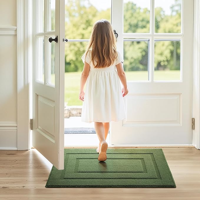 GRANNY SAYS Front Door Mat Outside Entrance, Welcome Matt Indoor Non-Slip, Door Mats for Outdoor, Entryway Front Porch Matt Low Profile Resist Dirt Easy to Clean, 32" x 20", Green