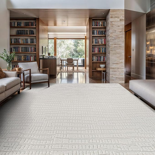 Luul Home Modern Micro Loop Indoor Area Rugs for Living Room Bedroom Kitchen Geometric Pebble White 5x7 Luxury Durable Low and High Pile Non-Shedding Stain Resistant Soft Area Carpet 5 x 7