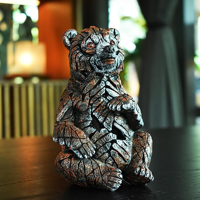 Natural Design Architecture Lifestyle N Adam & Friends Home Decor Stone Resin Wilderness Statue Sculpture | 1-Piece | Sitting Bear Cub