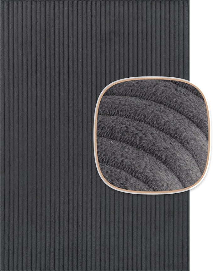 Beverly Rug Non Slip Area Rug 5 x 7 Modern Durable Ultra Soft Ribbed Indoor Rugs for Living Dining Room Office Stain Resistant Non Shedding Casual Easy Shag Indoor Carpet Dark Gray 5x7