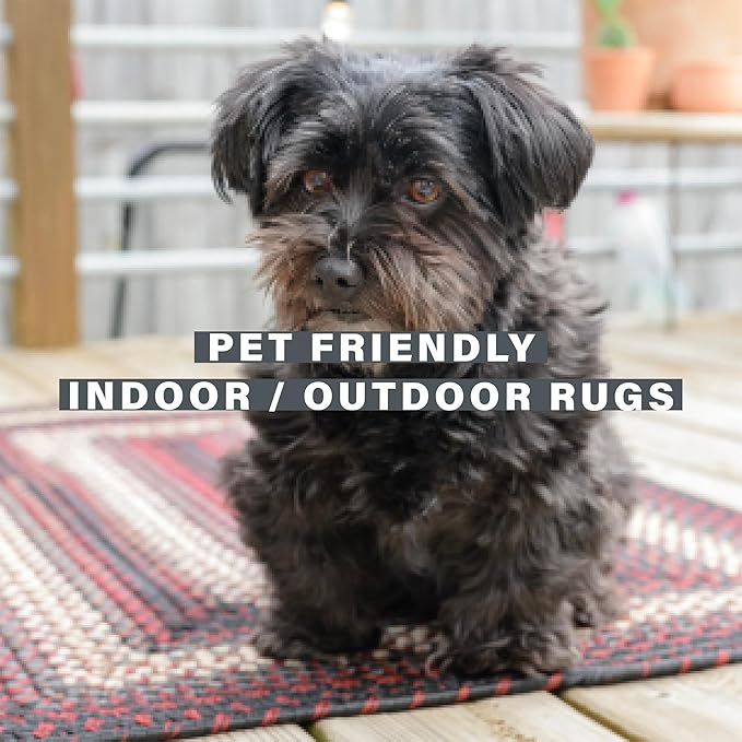 Montgomery Burgundy Small Braided Rug 20"x30" - Rectangle, Indoor Outdoor Washable - Country Decor for Bathrooms and Entryways - Beautiful, Durable, Waterproof, Pet Friendly and Soft