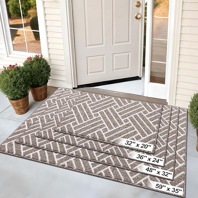OLANLY Large Indoor Door Mat, 71x47 Inch, Dirt Resistant and Absorbent, Non-Slip Rubber Backing Floor Mats, Easy Clean Low-Profile Doormat for Entryway, Front Door, and Inside Entrance, Khaki