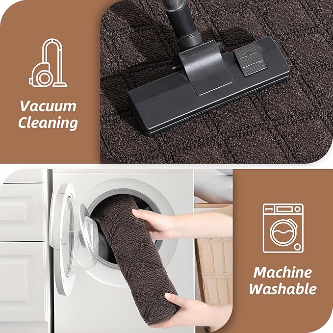 BEQHAUSE Dirt Trapper Door Mat 24" x 36", Non-Slip Washable Doormats Welcome Mat, Dirt Resistant and Absorbent Entrance Mat, Low Profile Floor Mats for Front Back Door, Entryway, Brown