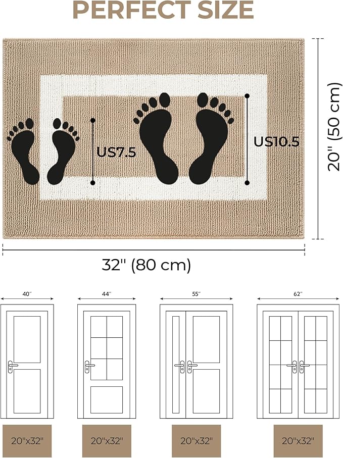 GRANNY SAYS Front Door Mat Outside Entrance, Door Mats for Entryway, Welcome Matt Non-Slip, Entryway Front Porch Mat Low Profile Resist Dirt Easy to Clean, 32"x20", Khaki