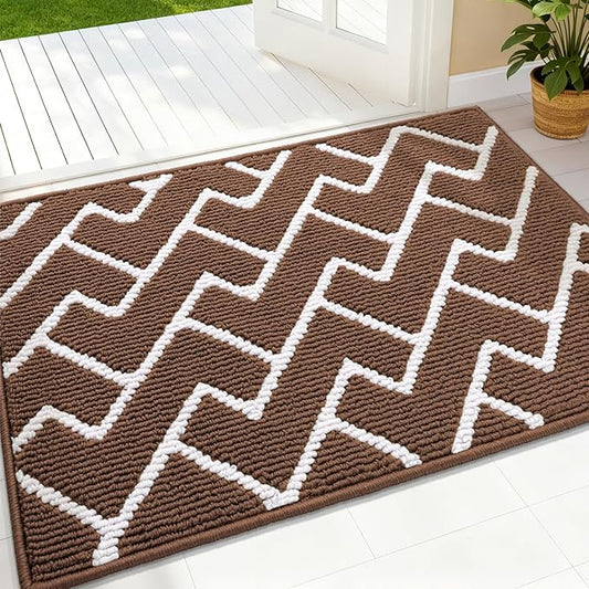 OLANLY Front Door Mat, Non-Slip Rubber Backing, Dirt Resistant and Absorbent, Washable, Easy to Clean Low-Profile Indoor Doormat for Back Door, Entryway, Inside Entrance, 36x24, Coffee