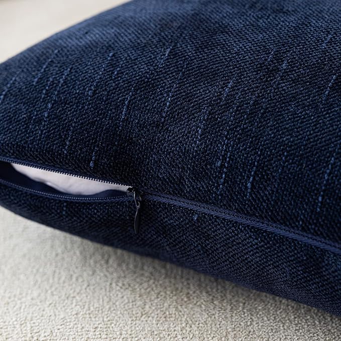 Foindtower Pack of 2 Soft Textured Throw Decorative Pillow Covers Lumbar Accent Solid Cushion Cover Cozy Farmhouse Pillow Case with Zipper for Couch Sofa Bedroom Living Room 12x20 Inch, Navy