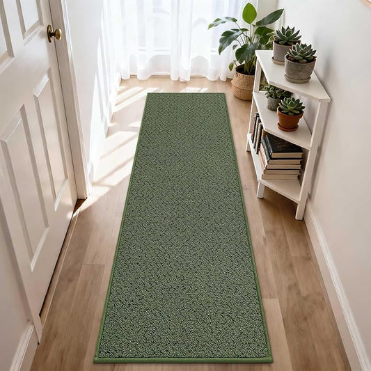 COSY HOMEER Door Mat 17" x 71" Non Slip Absorbent Entryway Rugs Dirt Trapper Doormats Washable Entrance Mats Low Pile Welcome Floor Mat for Front Back Door and Entry Mats,Green(Roll Packing)