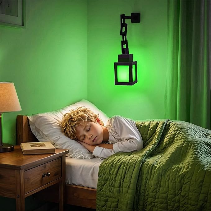 2PCS Pixel Lantern Night Light - 16 Colors Changing Hanging Lamp - USB Rechargeable LED Light with Touch & Remote Control - Wall Mount Mood Nightlight - Decor for Bedroom Gamer Room - Gift for Boy