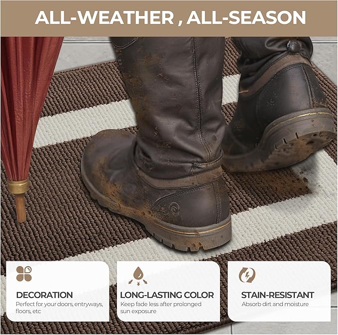 GRANNY SAYS Front Door Mat Outside Entrance, Door Mats for Entryway, Welcome Matt Non-Slip, Large Front Porch Mat Low Profile Resist Dirt, 48"x32", Dark Brown