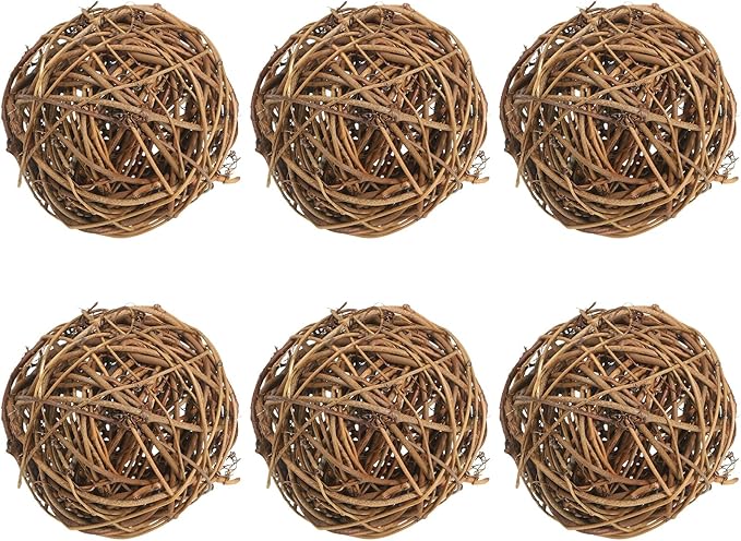 PATIKIL 3 Inch Wicker Rattan Balls, 6 Pcs Decorative Balls for Centerpiece Bowls Wedding Party Home Decor DIY Craft, Withered Tree