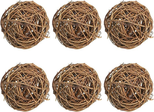 PATIKIL 3 Inch Wicker Rattan Balls, 6 Pcs Decorative Balls for Centerpiece Bowls Wedding Party Home Decor DIY Craft, Withered Tree