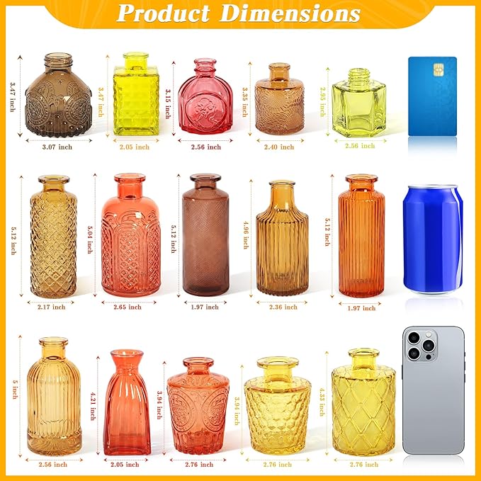 Set of 30 Gold Colored Glass Bud Vases - Small Textured Flower Vases for Centerpieces, Wedding Table Decor, Retro Home Decor Bulk Vase Set for DIY, Events & Gifts
