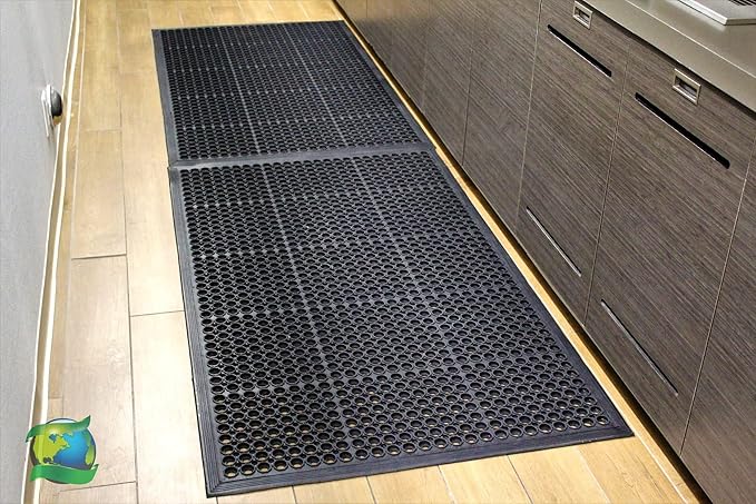 Envelor Anti Fatigue Rubber Floor Mat Non-Slip Restaurant Mat for Floors Bar Drainage Mat Doormat Utility Garage Home Slip Pool Entry 36 x 60 Inches