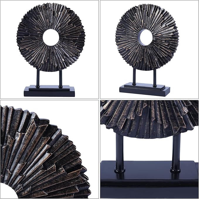 Minimalist Round Statue Above Cabinet Decor Kitchen, Modern Decorative Sculpture Home Decorations for Living Room Coffee Table, Office Decor Items, Center Pieces Decoration (Black)