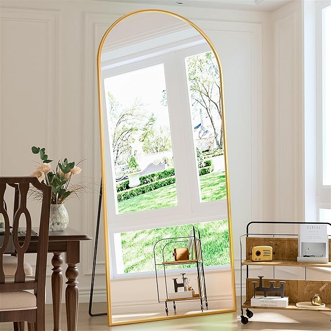 Antok Full Length Mirror, 71"x28" Arched Floor Mirror, Mirror Full Length with Stand, Wall Mounted Mirrors for Living Room Bedroom,Gold