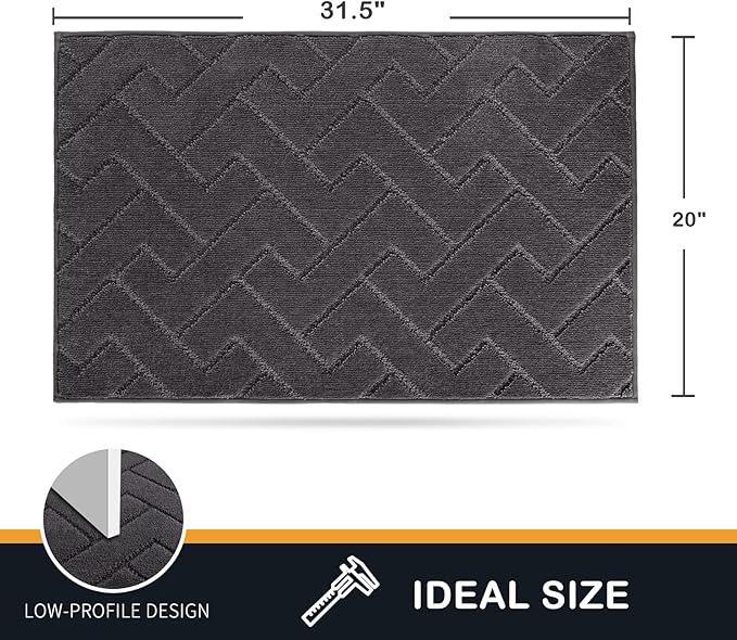 PURRUGS Dirt Trapping Door Mat 20" x 31.5", Non-Slip Machine Washable Entry Rug, Dog Doormat, Indoor Front Door Mat, Super Absorbent Entryway Rug for Muddy Shoes & Paws, Charcoal