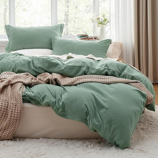 Bedsure Sage Green Duvet Cover King Size Only - Prewashed Cotton-Like Extra Soft All Season Bedding, Includes 1 Duvet Cover 104x90 Inches with Zipper Closure, Comforter Not Included
