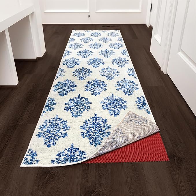 Veken Runner Rug Pad Gripper for Hardwood Floors, Non Slip 2x8 Ft Red Rug Pads for Area Rugs, Thick Rug Grippers for Tile Floors, Under Carpet Anti Skid Mat, Keep Your Rugs Safe and in Place