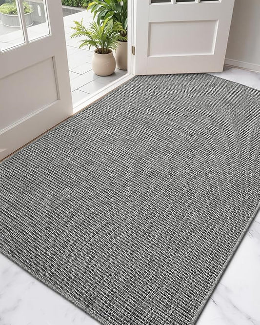 DEXI Dirt Trapper Door Mat, 31x48 Washable Doormat, Dirt Resistant and Absorbent, Easy Clean Low-Profile Floor Rugs for Entryway, Front Door, and Inside Entrance, Dark Grey