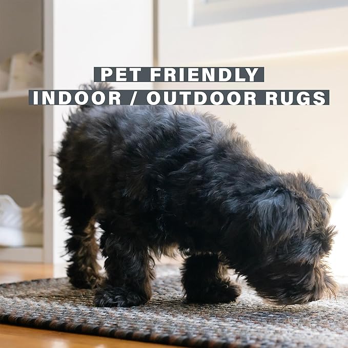 Midnight Moon Black and Grey Small Braided Rug 20"x30" - Rectangle, Indoor Outdoor Washable - Country Primitive for Bathrooms and Entryways - Beautiful, Durable, Waterproof, Pet Friendly and Soft