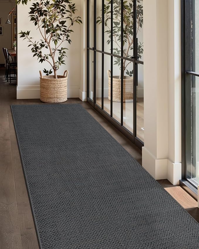 Color&Geometry Kitchen Rugs and Mats Non Slip Washable, Absorbent,Woven Kitchen Runner Rug Easy to Clean Kitchen Floor Mats for in Front of Sink, Laundry Room, Hallway, 24"x72", Dark Grey
