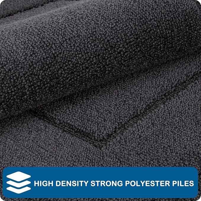 PURRUGS Machine Washable Kitchen Rug 24" x 35.5", Non-Slip/Skid Kitchen Runner Rugs & Floor Mats, Super Absorbent Soft Standing Mats for Kitchen, Sink & Laundry, Charcoal