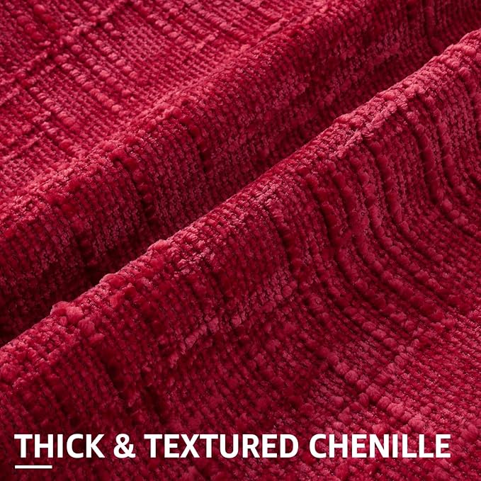 decorUhome Spring Red Chenille Throw Pillow Covers 18x18 Set of 2 Textured Slubby Couch Pillow Covers Farmhouse Accent Modern Neutral Decorative Pillow Cases for Bed Sofa Living Room