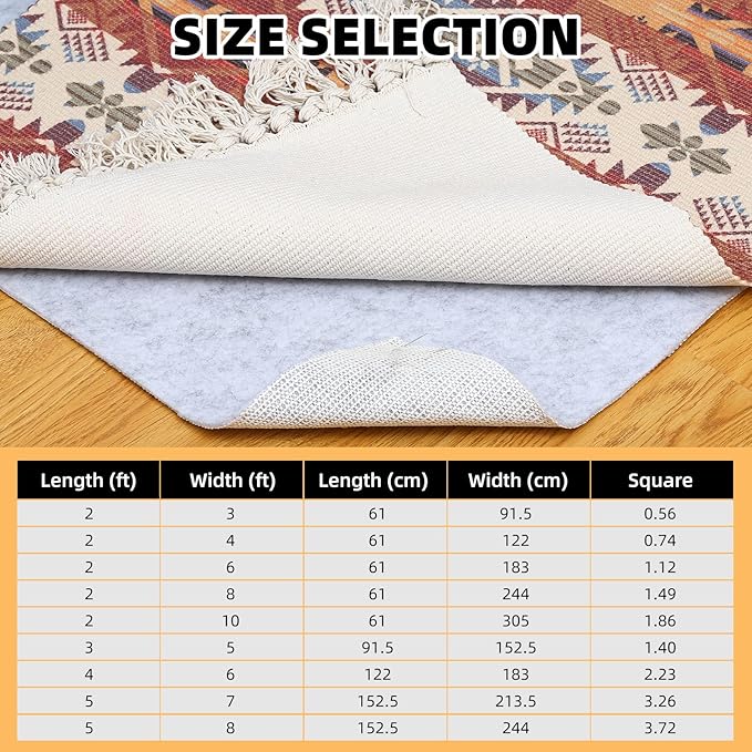 Non Slip Rug Pad, Natural Rubber Backing Rug Pads 1/4” Thick, Felt Rug Gripper Pad, Non Slip Under Carpet Mat, Under Rug Cushion for Hardwood Floors, Carpet Runners (4x6FT)