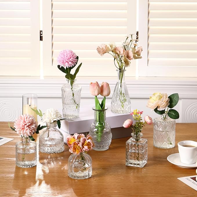 Glass Bud Vases Set of 60, Small Glass Vase for Flowers, Clear Small Vases for Centerpieces, Vintage Bud Vase in Bulk for Wedding, Party, Events, Reception, Home Decor