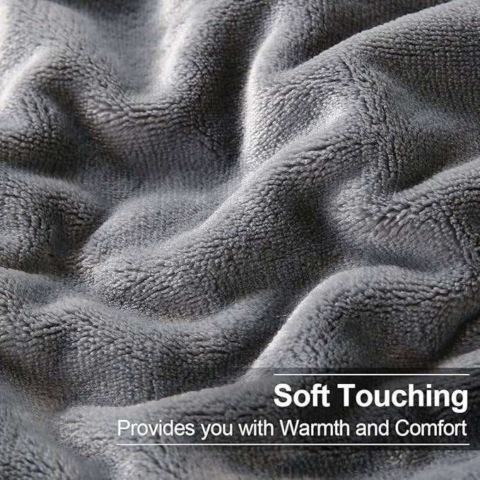 Soft Twin Size Summer Blanket All Season Warm Fuzzy Microplush Lightweight Thermal Fleece Blankets for Couch Bed Sofa,66x90 Inches,Gray