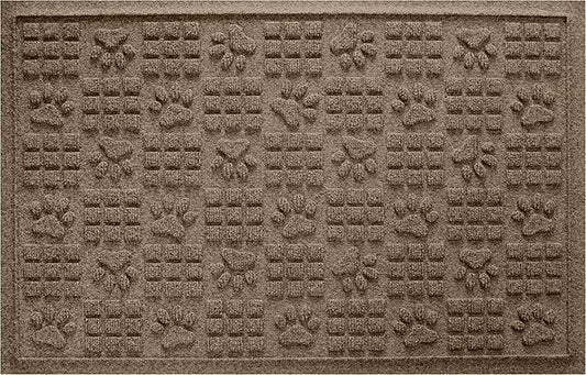 WaterHog Durable Indoor Outdoor Mat – Slip-Resistant Water Trapping Door Mat for Entryway, Porch, Garage, Mudrooms, Patios, Decorative Floor Covering, Made in USA, Dog Paw Design, Khaki/Camel, 2' x 3'