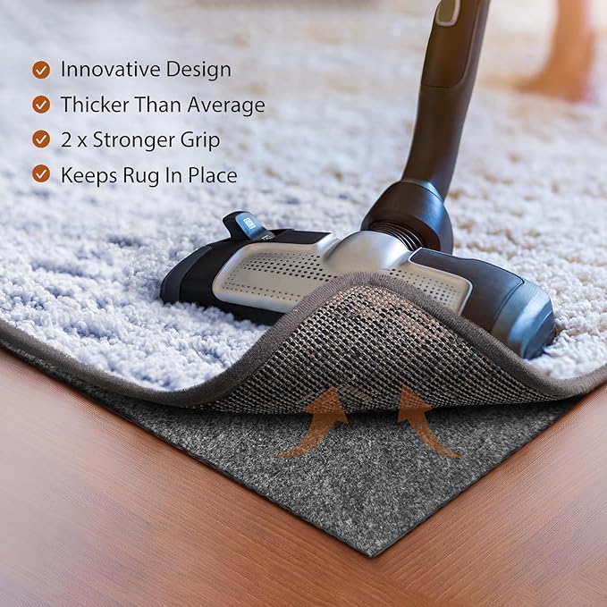 Felt Rug Pad, 2 x 8 Ft Rubber Non-Slip Rug Pad Gripper, Keep Rugs Secure and in Place, Extra Strong Under Carpet Mat Cushion - for All Floors