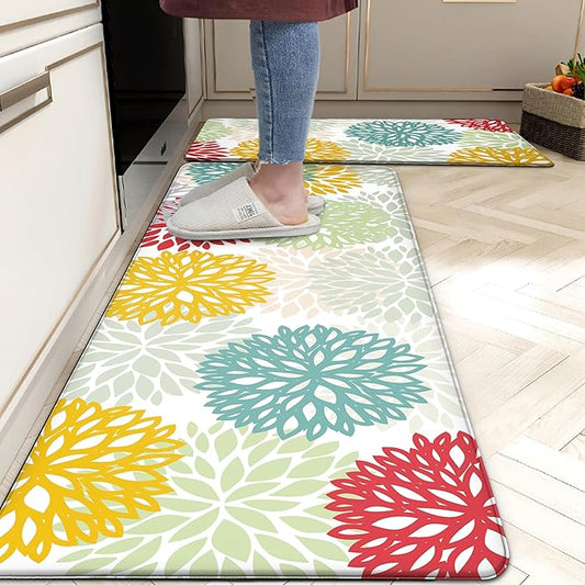 Kitchen Mats Set of 2 Cushioned Anti Fatigue Kitchen Rugs Non Slip Waterproof Kitchen Runner Rug Memory Foam Kitchen Floor Mat Comfort Standing Mat for Sink,Laundry