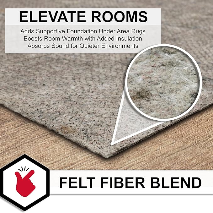 Mohawk Home Waterproof 2' x 4' Pet Friendly Non Slip Grip Rug Pad Spill Proof Reversible Felt Cushion + Rubber Gripper – Safe for All Floors