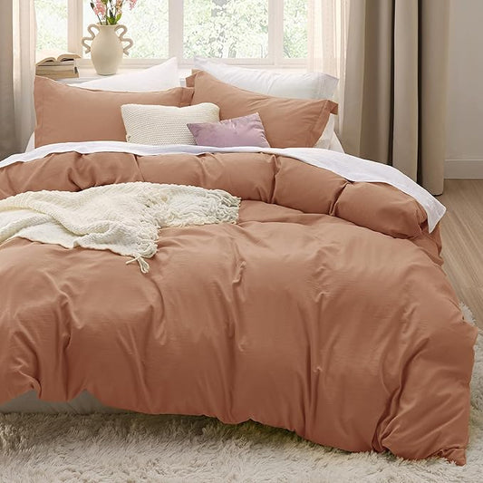 Bedsure Taupe California King Duvet Cover - Prewashed Cotton-Like Extra Soft Bedding Set, Includes 1 Cal King Duvet Cover 104x98 Inches with Zipper Closure & 2 Pillow Shams, Comforter Not Included