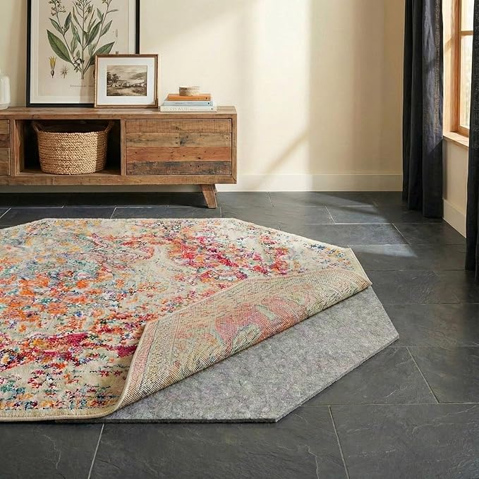 Rugs.com - 5' Octagon Everyday Performance Rug Pad 1/4" Thick Felt & Non-Slip Backing Perfect for Any Flooring Surface