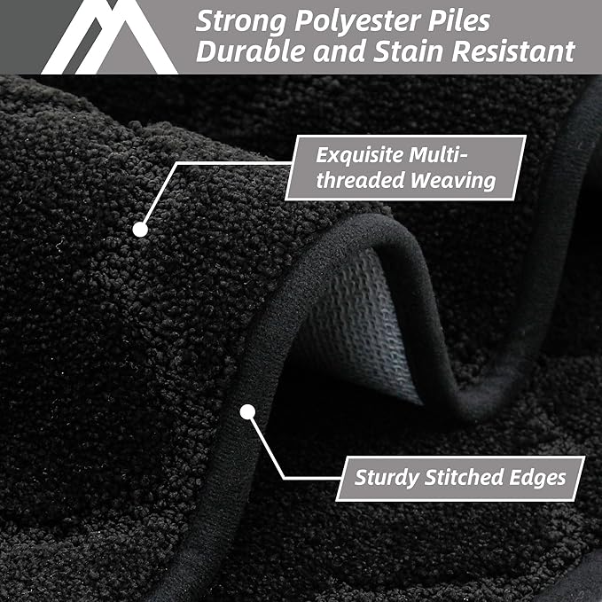 COSY HOMEER Soft Kitchen Floor Mats for in Front of Sink Super Absorbent Kitchen Rugs and Mats 20"x79" Non-Skid Kitchen Mat Standing Mat Washable,Polyester,Black