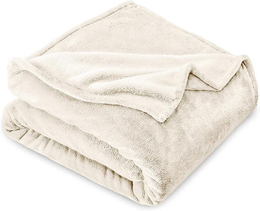 Bare Home Fleece Blanket - Kid Size - Ultra-Soft Lightweight for Bed, Sofa, and Couch - Luxury Microplush - Cozy Warm Blanket (Kid, Vanilla)