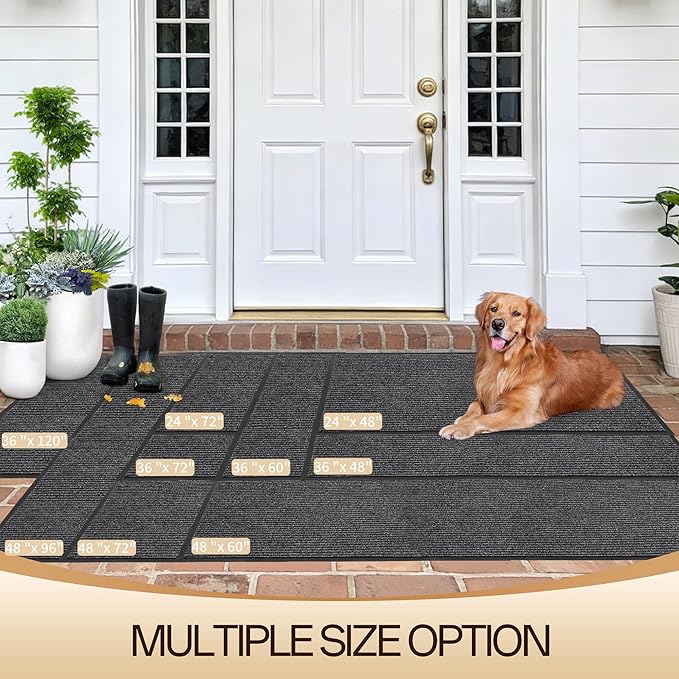 Amyracel Front Door Mat Indoor Outdoor Entrance, 24" x 72" All-Season Waterproof Doormat for Enterway, Heavy Duty Commercial Floor Mat, Fade Resistant, Rubber Back, Low Profile, Easy Clean