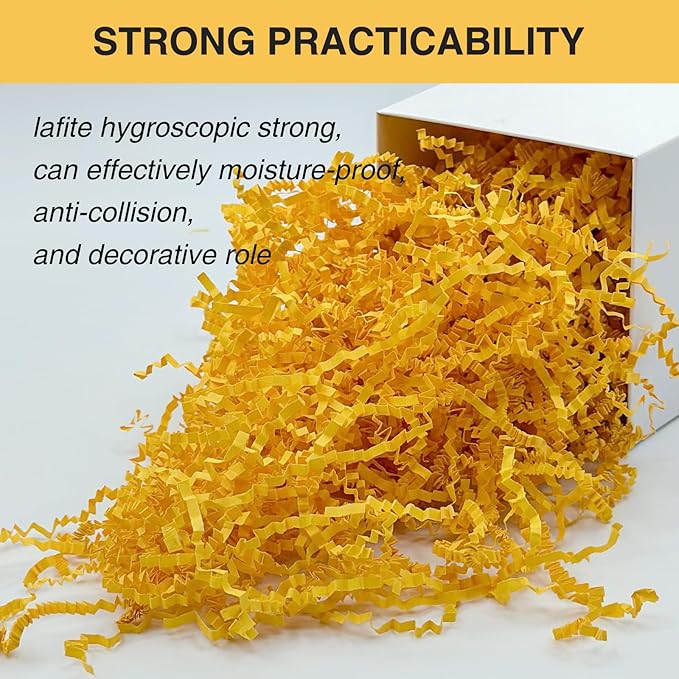 2LB Crinkle Paper Shred Filler for Gift Box Bag and Basket On Holidays(Orange-Yellow)