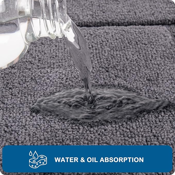 PURRUGS Machine Washable Kitchen Runner Rug 32" x 70", Non-Slip/Skid Hallway Runner Rug, Super Absorbent Soft Area Rug for Kitchen, Hallway & Laundry, Rolled Packaging, Grey
